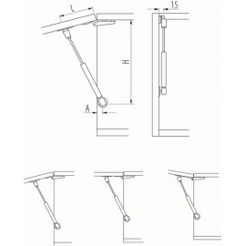 Амортизатор пневматичний GTV 80N 160 мм короткий, сірий